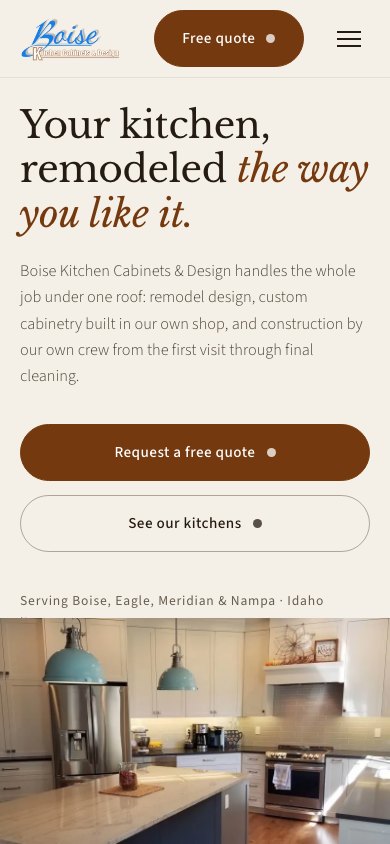 The new homepage on a phone