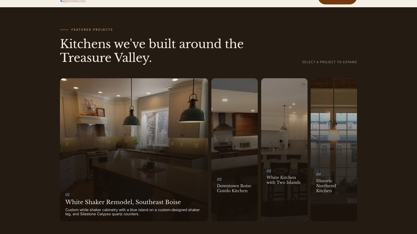 The featured projects gallery of the new homepage
