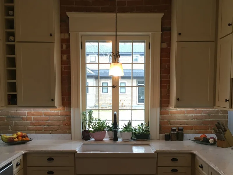 Historic Northend Boise kitchen remodel with exposed brick wall