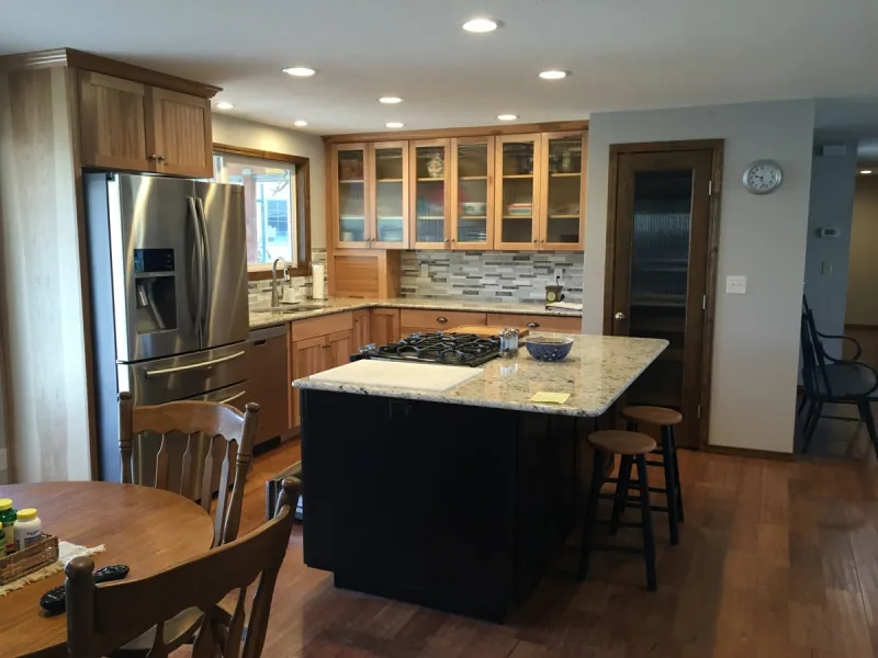 Remodeled Southwest Boise kitchen with glazed cabinetry and granite countertops