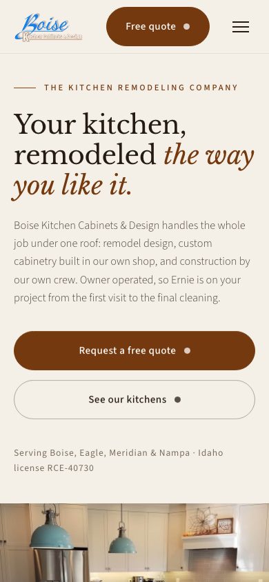 The new homepage on a phone