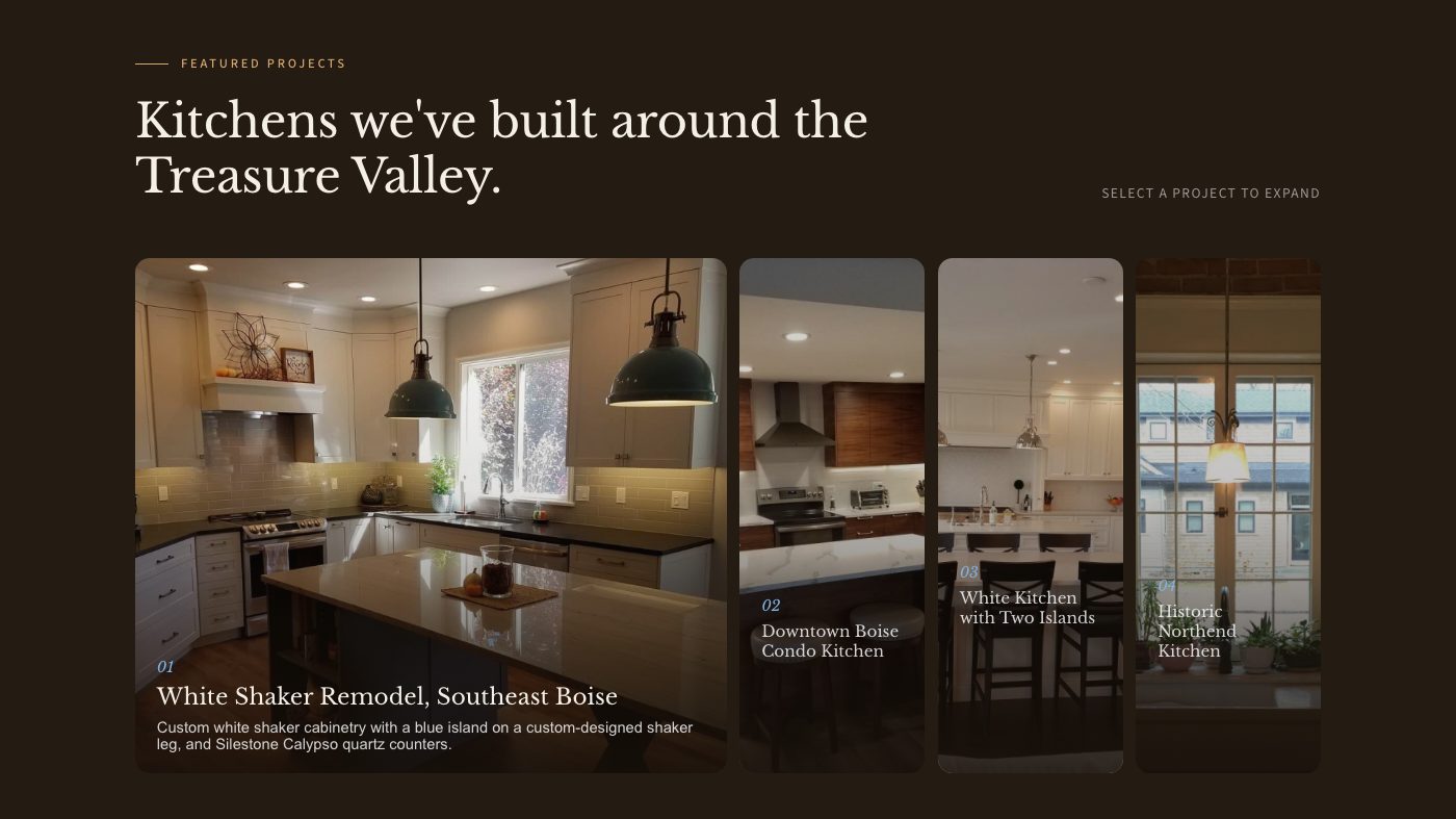 The featured projects gallery of the new homepage